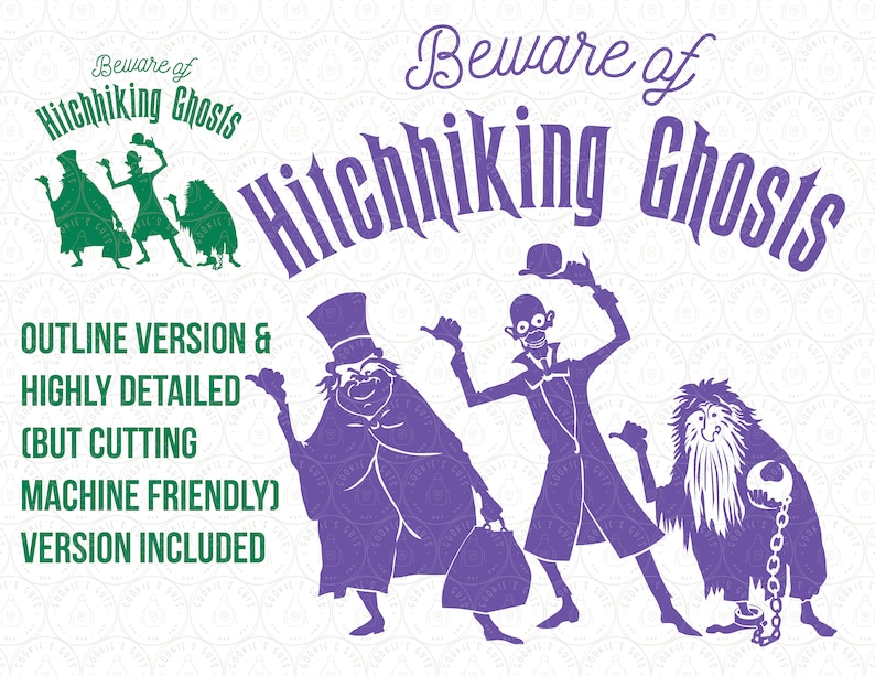 Beware of Hitchhiking Ghosts SVG DXF PNG Detailed Clean - Etsy