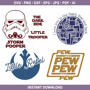 Rebels and Troopers Vector Designs Download! Four Designs svg, pdf, dxf, ai,eps - Storm Pooper | Star Space Death War SVG | Pew Pew SVG