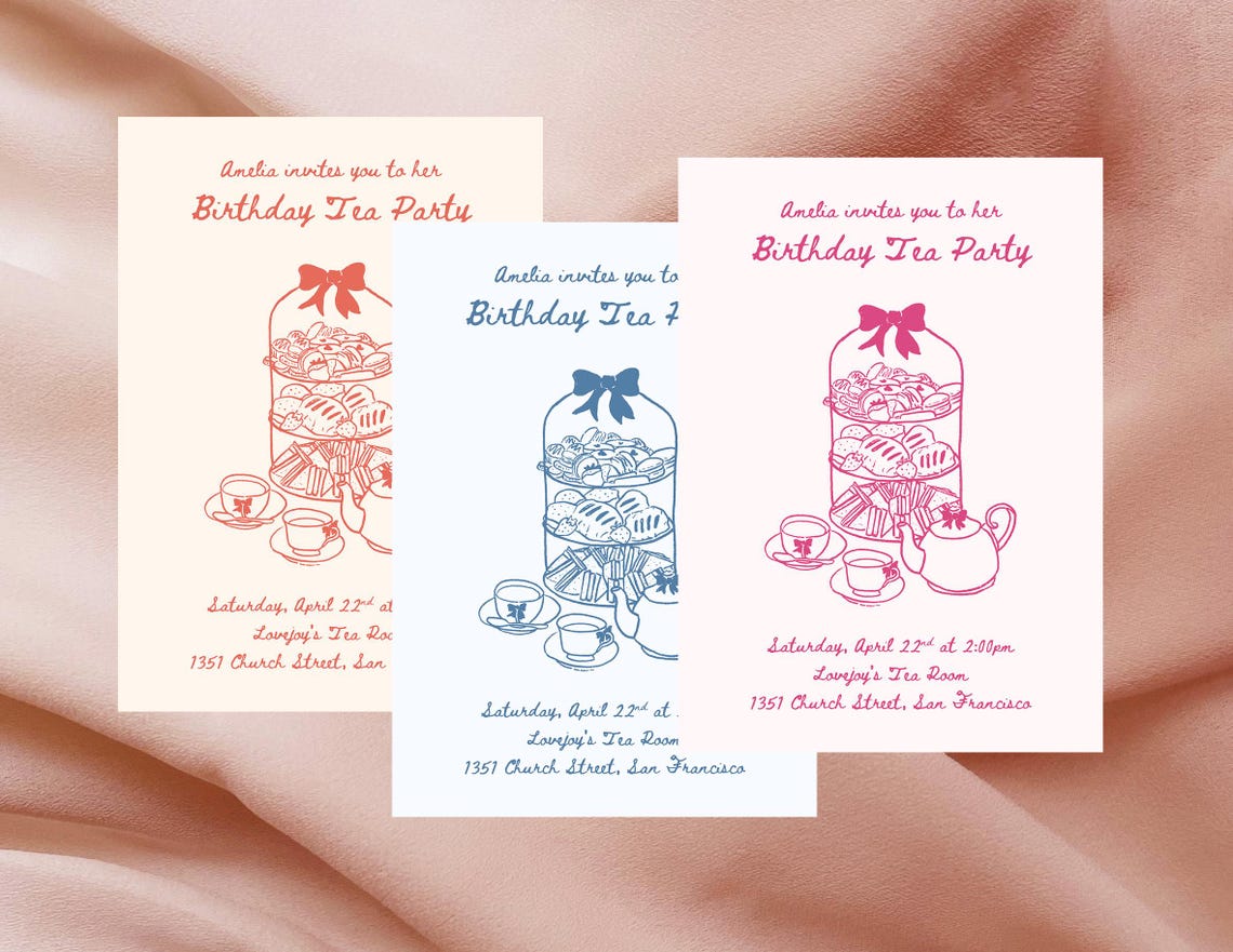 Handwritten Tea Party Invitation: Editable Bridal or Birthday Template ...