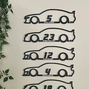 NASCAR Car Silhouette Wall Art - Custom NASCAR Car Outline - Personalized Race Car Decor - Motorsport Gift - Home Office or Man Cave Display