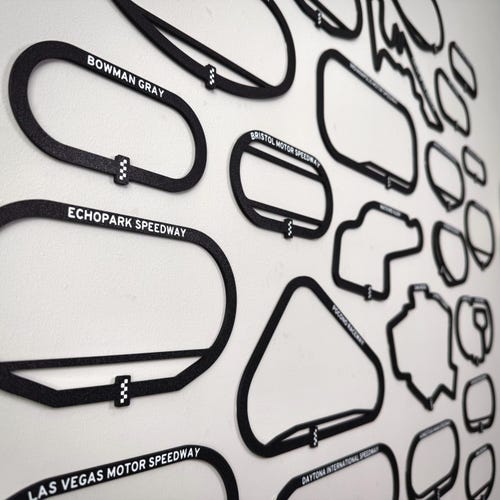 NASCAR Track Wall Art Set - 2026 Season Circuits - 3D Layout Decor