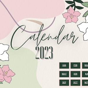 Elegant Floral Calendar 2023 with Hyperlink