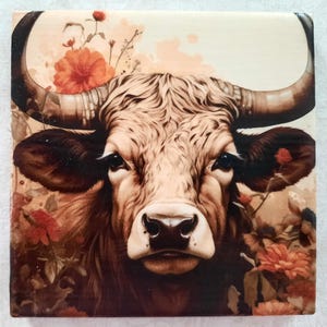 Cow Coasters (four 4&quot; x 4&quot; x .25&quot; ceramic coasters)