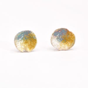 Silver enamel disk studs/ enamel stud earrings/ colourful stud earrings