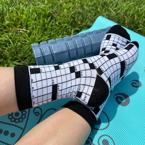 Crossword Socks: Combed Cotton Crew Socks for Puzzle Lovers