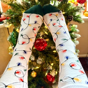 Christmas Light String Socks - Festive Holiday Crew Socks