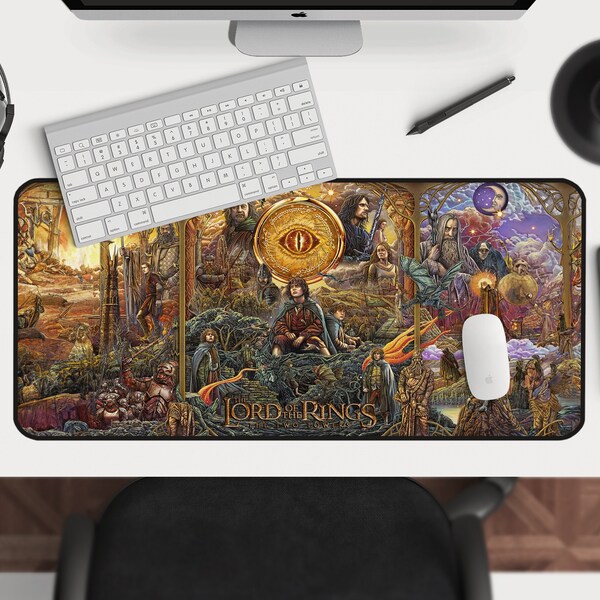 Herr der Ringe Gaming Mauspad - Lotr Magic the Gathering Schreibtischmatte, Großes Mousepad, Mittelerde Karte, Sauron, Gondor