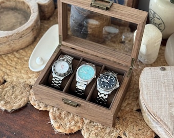 Timber Watch Box | 3 Slots | Free Shipping | Wooden Watch Box | Men’s Watch Display | Watch Stand