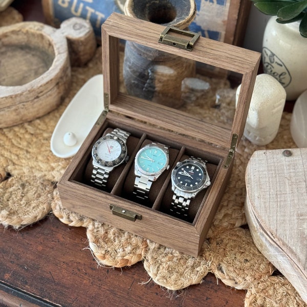 Timber Watch Box | 3 Slots | Free Shipping | Wooden Watch Box | Men’s Watch Display | Watch Stand