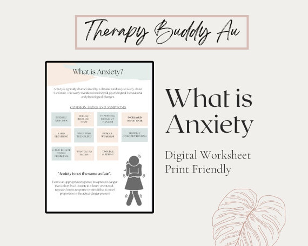 Anxiety Handout Anxiety Symptoms Information Etsy