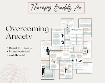 Anxiety, CBT, Therapy Handout, Worksheets bundle