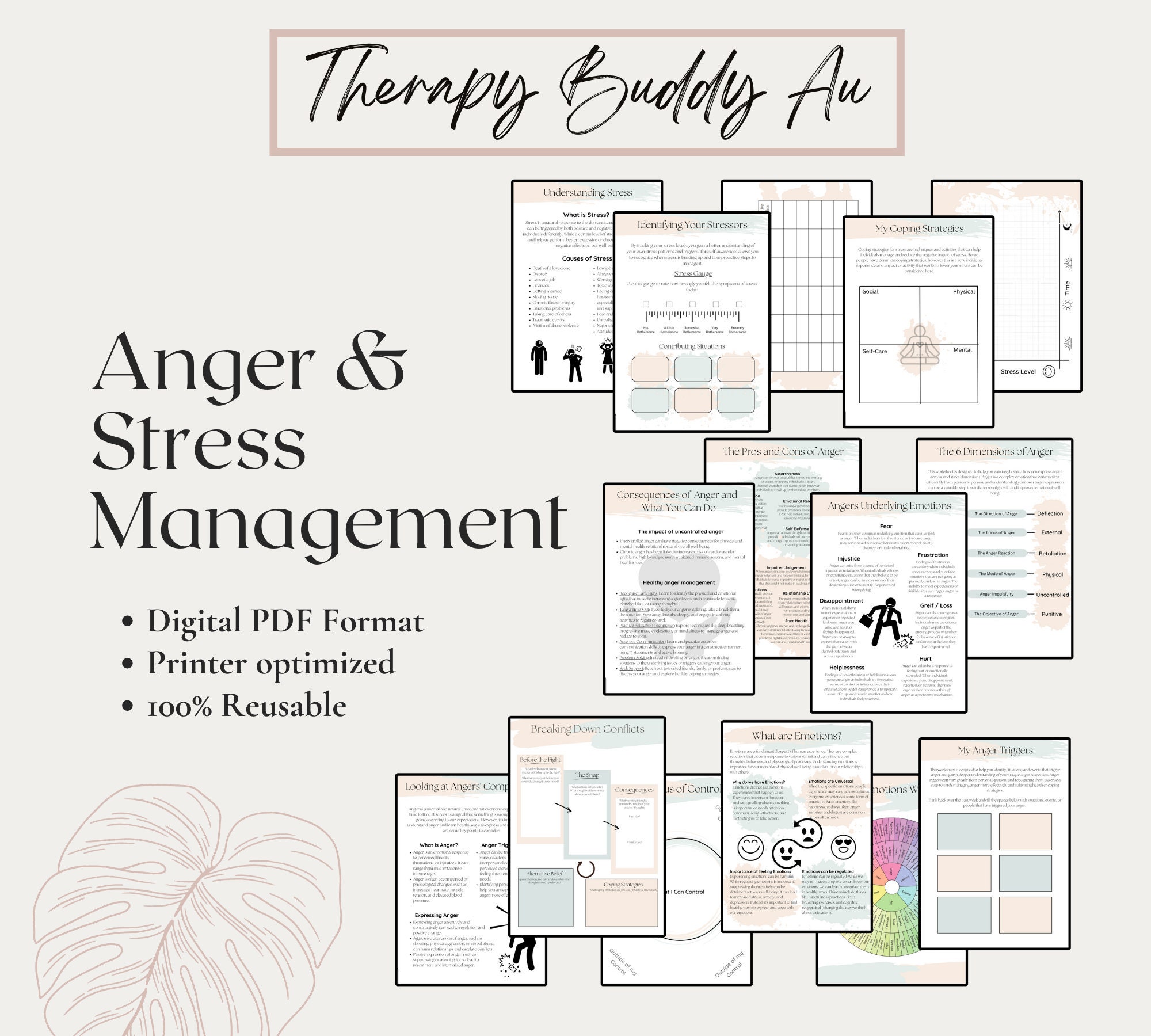 Anger Management CBT Workbook Stress, Emotional Regulation, Relaxation