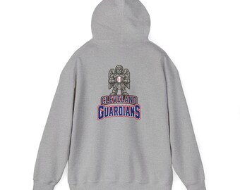 Cleveland Guardians Script Logo Hoodie | Back Graphic Pullover