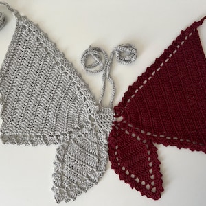 Crochet Butterfly Crop Top: Handmade Cotton Halter Festival Top