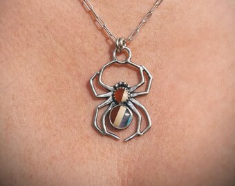 Spiders from Mars glam rock sterling silver surfite statement necklace