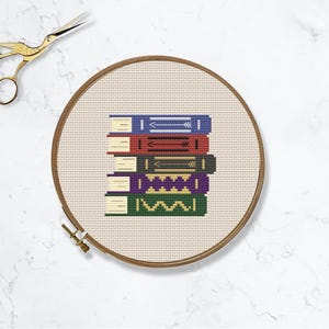 Book Stack cross stitch pattern