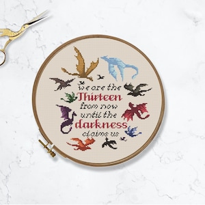 Bookish Zitat Kreuzstichmuster Manon, Abraxos, die Dreizehn, Wyvern, Drache, Fantasie