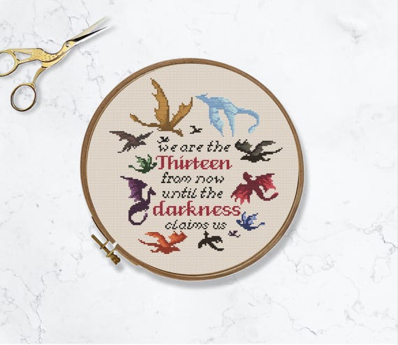 Bookish quote cross stitch pattern, Manon, Abraxos, The Thirteen, Wyvern, Dragon, Fantasy