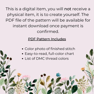 Peut inclure: Un mod&egrave;le num&eacute;rique PDF pour broderie au point de croix. Le mod&egrave;le comprend une photo couleur du point termin&eacute;, un diagramme couleur facile &agrave; lire et une liste des couleurs de fils DMC. Le mod&egrave;le est disponible en t&eacute;l&eacute;chargement instantan&eacute; apr&egrave;s l'achat.