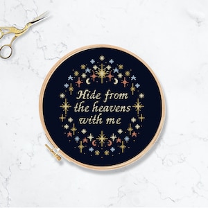 Verberg je mee voor de hemel Kruissteekpatroon. Koningin Charlotte, regentschap, quote, romantiek