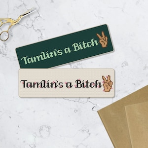 2 Patterns! Bookmark cross stitch pattern. Spring Court quote digital design