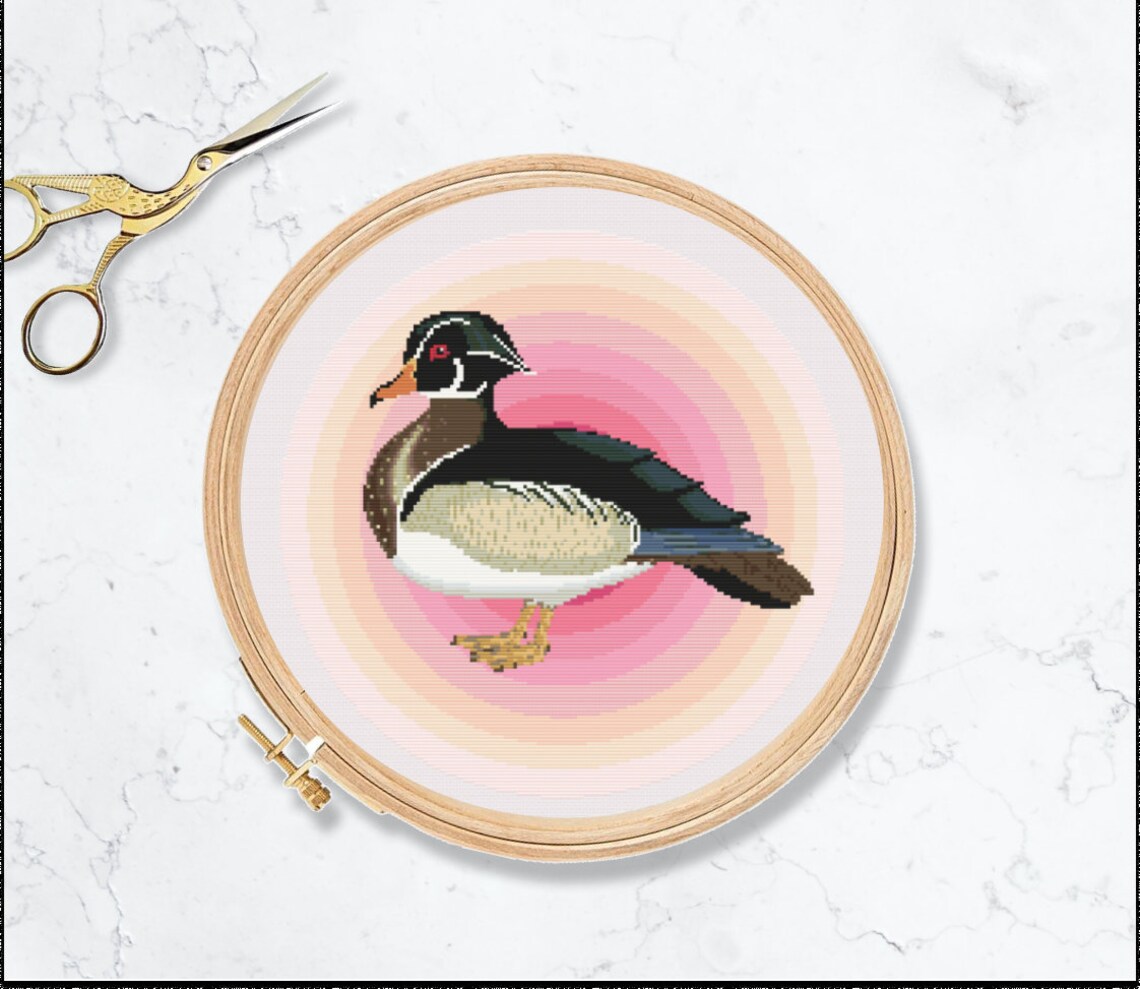 Wood Duck Cross Stitch Pattern modern Nature Bird DIY Craft Etsy