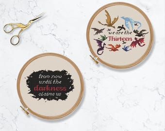 Dragon Cross stitch pattern. Blackbeak, Abraxos, Wyvern, Witches - We are the 13. SJM