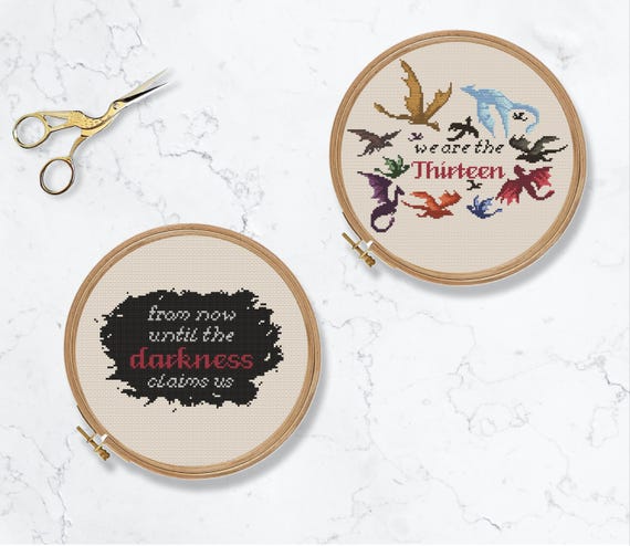 Dragon Cross stitch pattern. Blackbeak, Abraxos, Wyvern, Witches - We are the 13. SJM
