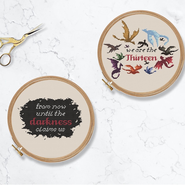 Dragon Cross stitch pattern. Blackbeak, Abraxos, Wyvern, Witches - We are the 13. SJM