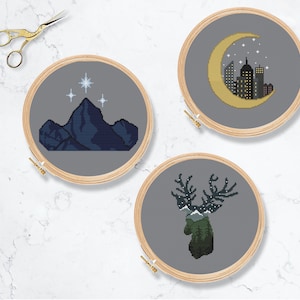 Fantasy Book Cross Stitch Pattern: Ramiel, Lunathion, Terrasen Stag (PDF Pattern)