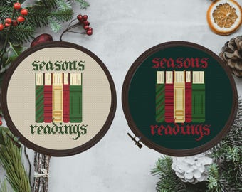 Christmas Book Stack Cross Stitch Pattern: Seasons Readings (PDF Pattern)