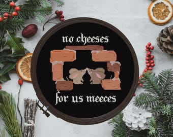No Cheese for us Meeces-kruissteekpatroon. Kerstlied