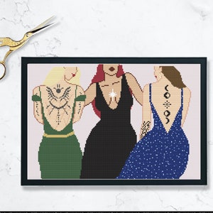 Feyre, Bryce, Aelin Cross Stitch Pattern: Fantasy Booktok (PDF Download)