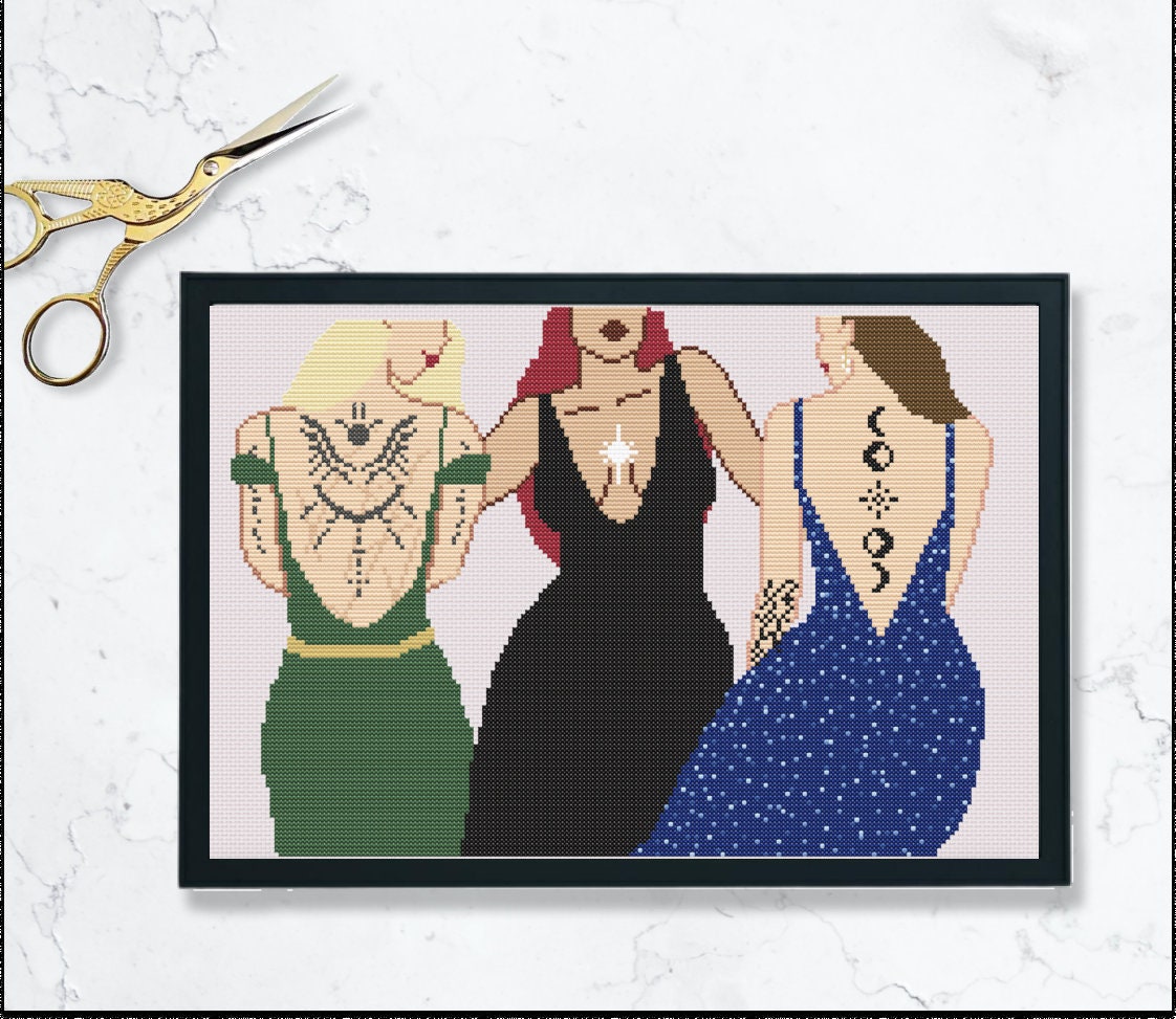 Feyre, Bryce, Aelin Cross Stitch Pattern: Fantasy Booktok (PDF Download)