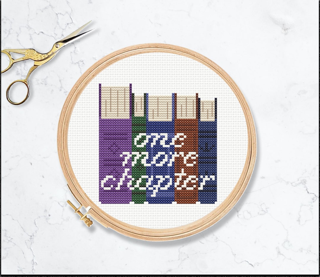 Book Stack Cross Stitch Pattern. One More Chapter, Booktok 