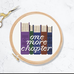 Book stack cross stitch pattern. One more chapter, booktok