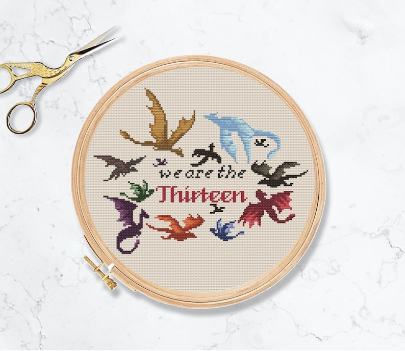we are the thirteen dragon throne of glass craft pattern. cross stitch