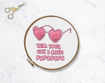 Heart eyes cross stitch pattern. Tell your cat I said pspsps