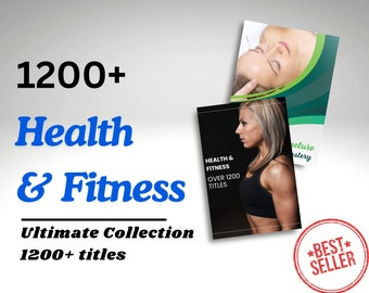 May include: A digital collection of 1200+ Health & Fitness titles featuring two book covers. One cover shows a person receiving acupuncture, and the other shows a person in a black sports bra. The text reads 1200+ Health & Fitness Ultimate Collection.