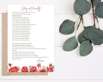 Litany of Humility, Litany of Trust, PDF printable 4X6 and 5X7 size, prayers for Magnify 90, Catholic prayers, catholic litany