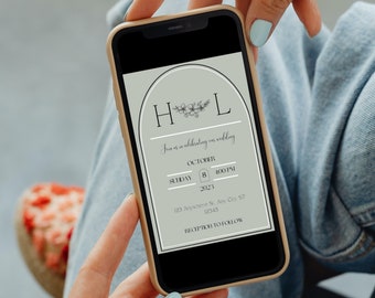 Wedding Invitation Digital, Electronic Invitation Template, iPhone Invite, Wedding Ecard, Digital Invite, Evite, Digital Template