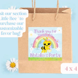 Little Bee Plim Plim Birthday Party Invitation for Kids, First Birthday Party, Circus Colorful Pastel and Little Bee Theme for Baby Girl image 6