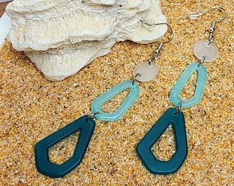 Summertime Fun Resin Earrings | Teal Earrings | Lightweight Earrings | Gift for Her | Mother's Day Gift