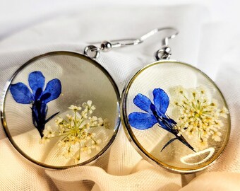 Pressed Flower Earrings | Gift for her | Resin Earrings | Multicolored Earrings | Lightweight Earrings | Mother's Day Gift