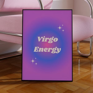 Virgo Energy, Astrology poster, Virgo Print, Zodiac Sign, VIRGO, Trendy Wall Print, Pink Aura, Colourful Aura Poster, Printable Poster