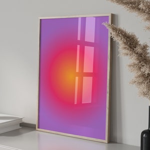 Paarse auraprint, auraposter, spirituele muurkunst, kleurovergangprint, preppy kamerdecor, paarse kamerinrichting, roze print, afdrukbare muurkunst