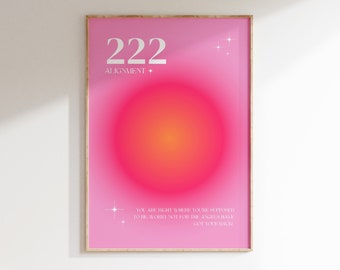 Angel Number Poster 222, Poster Wall Art Print, Gradient Aura, 222 grainy gradient, Angel Aura Art, Dorm Decor, y2k decor, DIGITAL DOWNLOAD