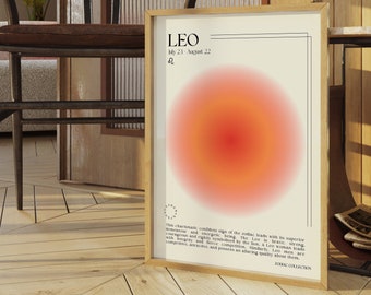 LEO Star Sign Poster, Leo zodiac gift, Astrology Print Poster, Aura Poster, Gift for Leo, Leo print Retro typography print, Printable Poster