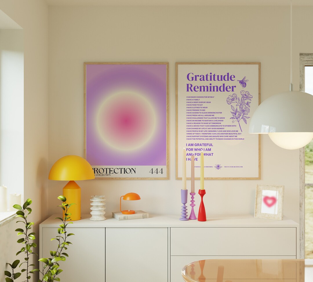 Purple Aura Poster Set, Set of 2 Affirmation Poster, Trust Gradient ...