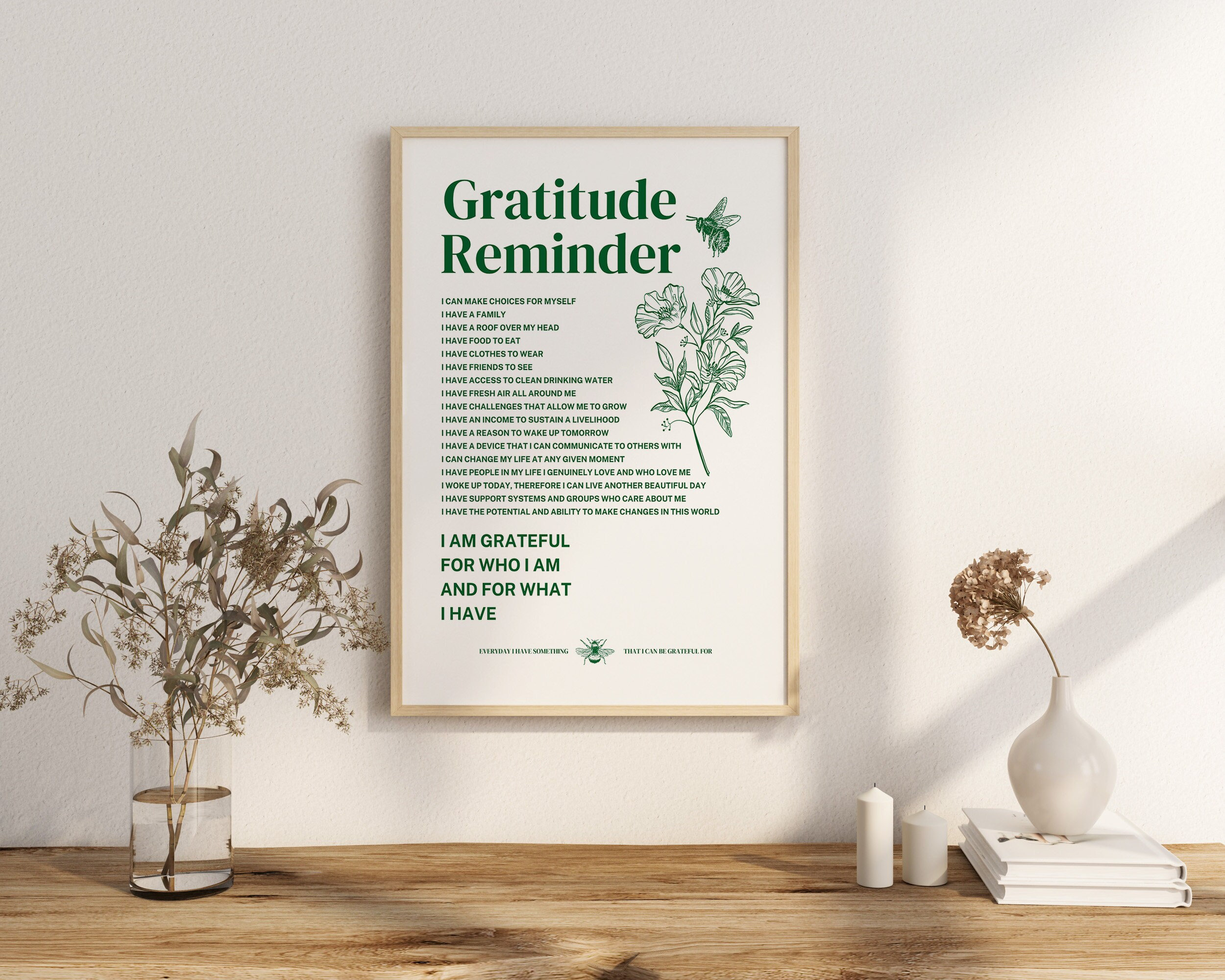 Gratitude Poster, Daily Affirmations, Dorm Room Decor, Digital Download ...